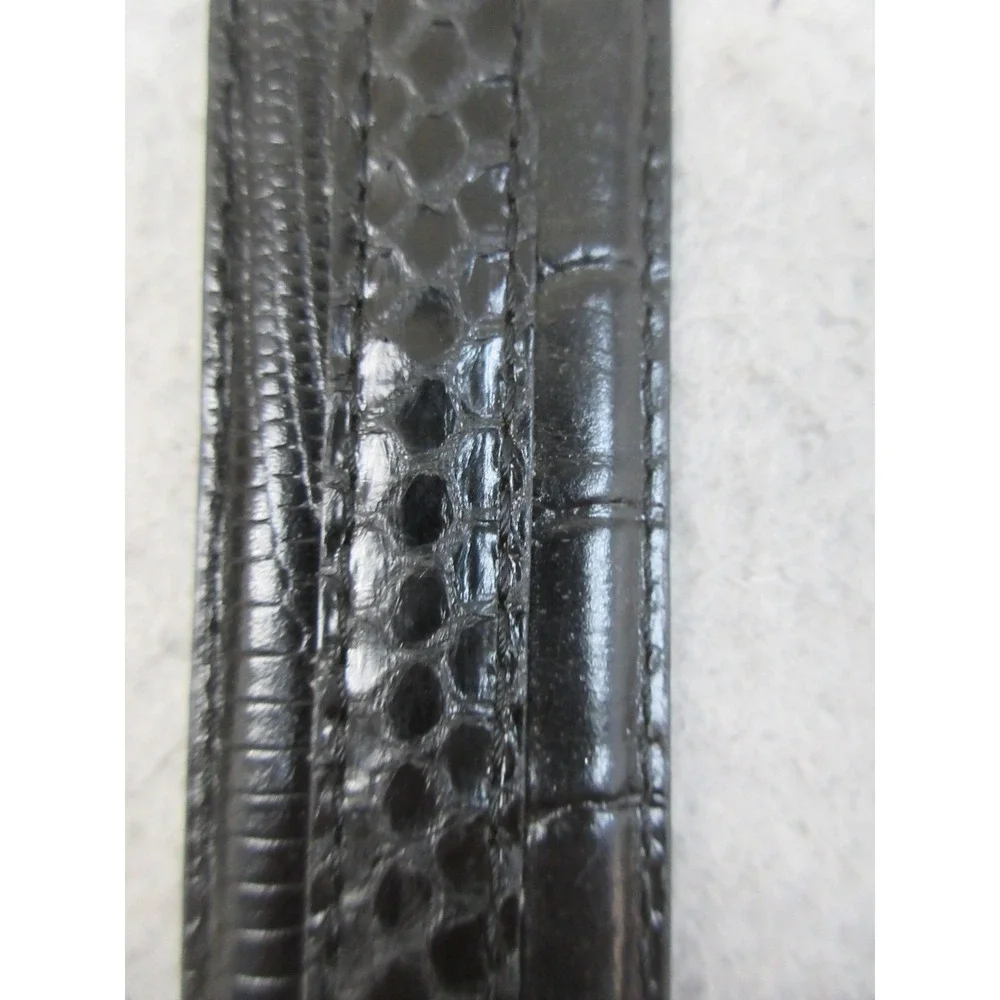 Stacy Adams Leather Belt Mens 40 Black Embossed Dress Adjustable Logo Croc